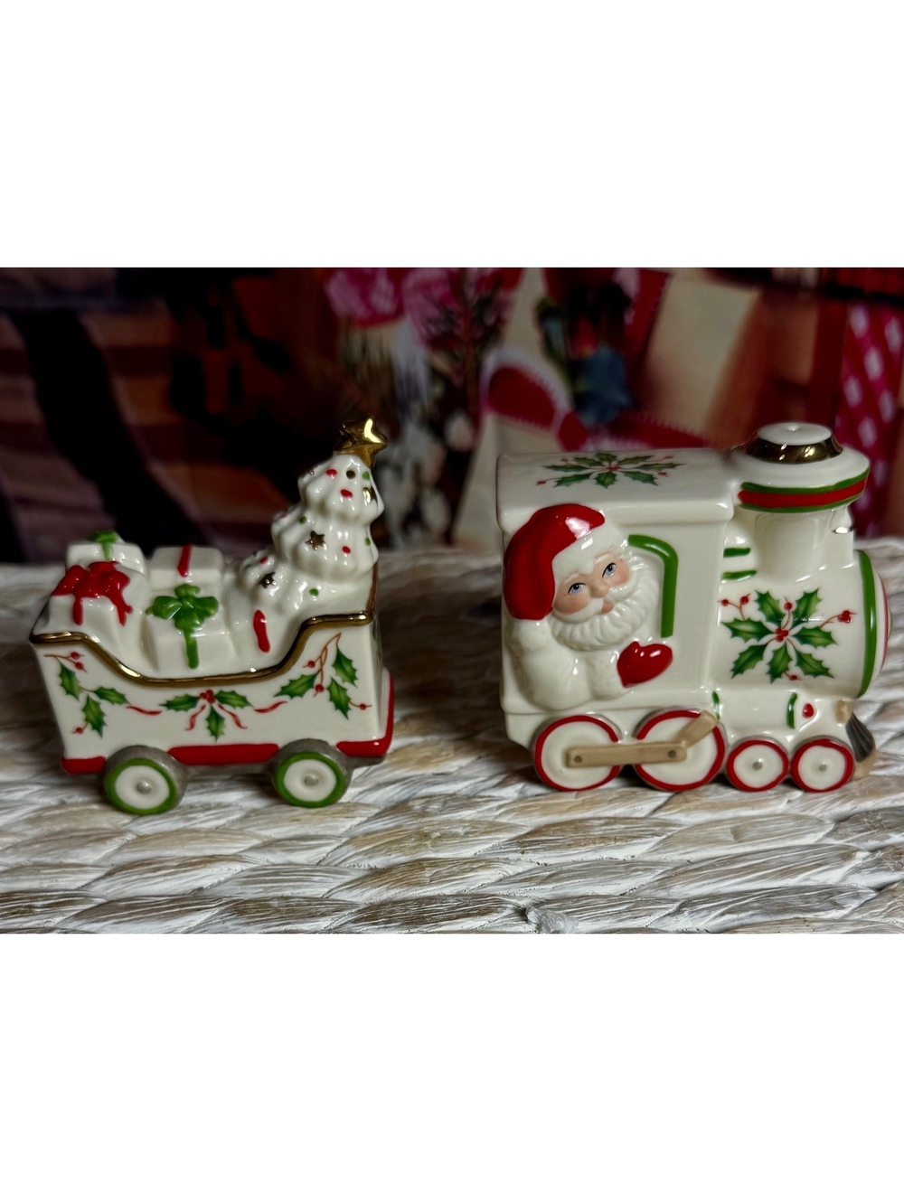 Lenox American By Design Christmas Train Salt and Pepper Shakers with Santa and